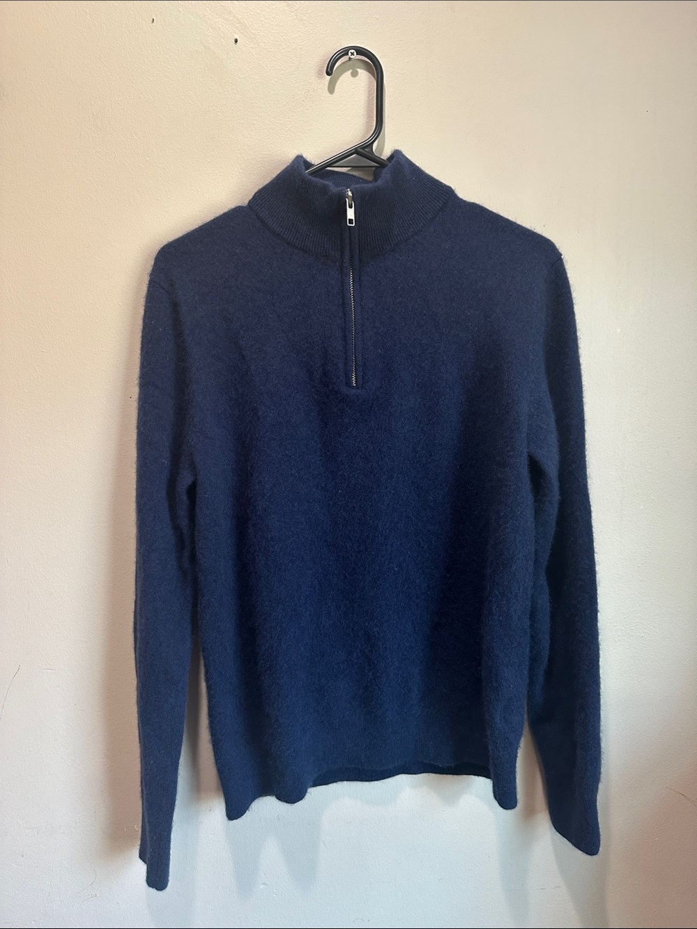 Quince Men's Navy Zip Mock Neck Sweater100%Cashmere